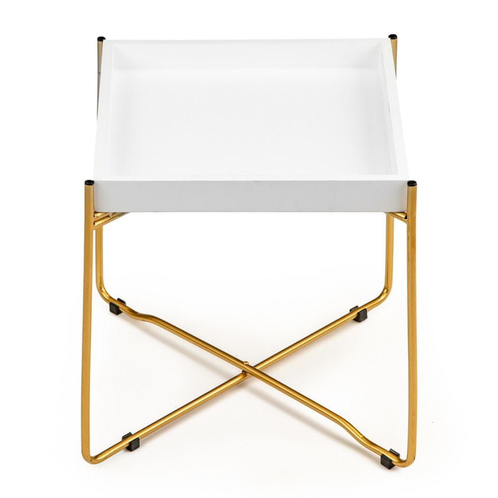 ModernHome Odkladací stolík LOFT biely/zlatý